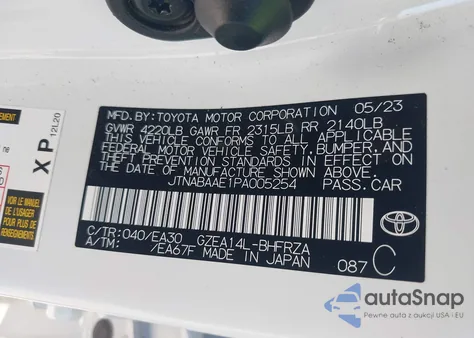 2023 Toyota Gr Corolla Circuit Edition from USA, damaged, VIN JTNABAAE1PA005254